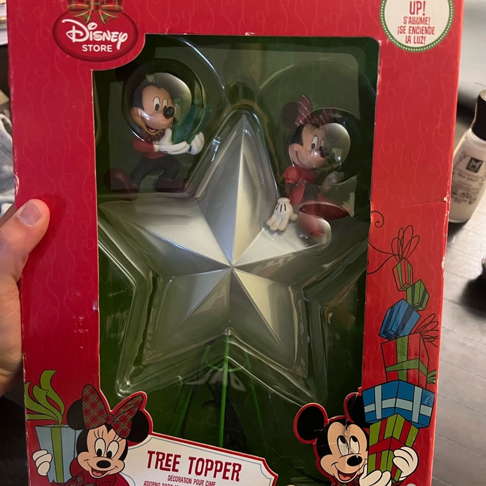 Disney Mickey and Minnie Star Tree Topper - Red and Green